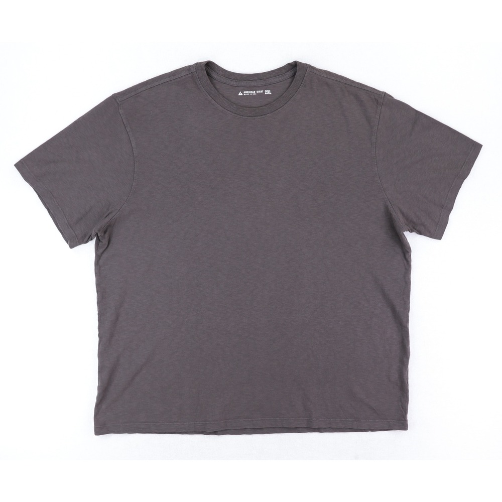 American Giant T-Shirt Mens 2XL Grey Short Sleeve Slub Cotton Crew Neck USA Made
